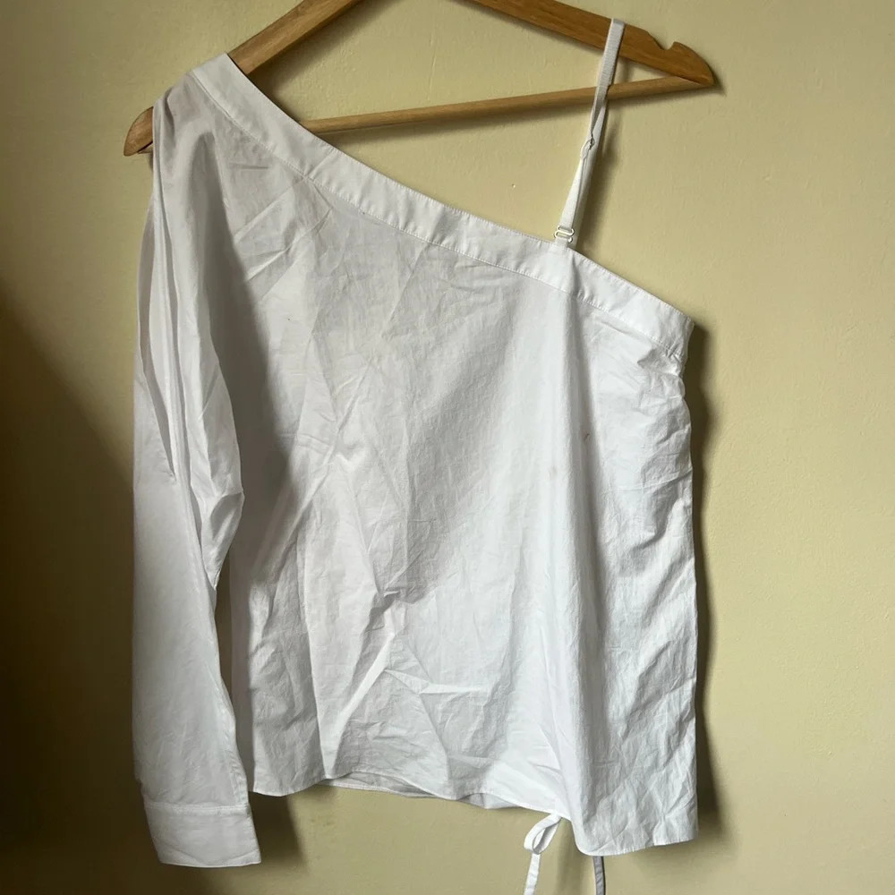 Alexanderwang.t One-Sleeve Asymmetric Ruched Top, size 4 - Picture 4 of 7